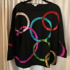 Belle Pointe Black Sweater with Circle Sequin Design Size Woman’s Large